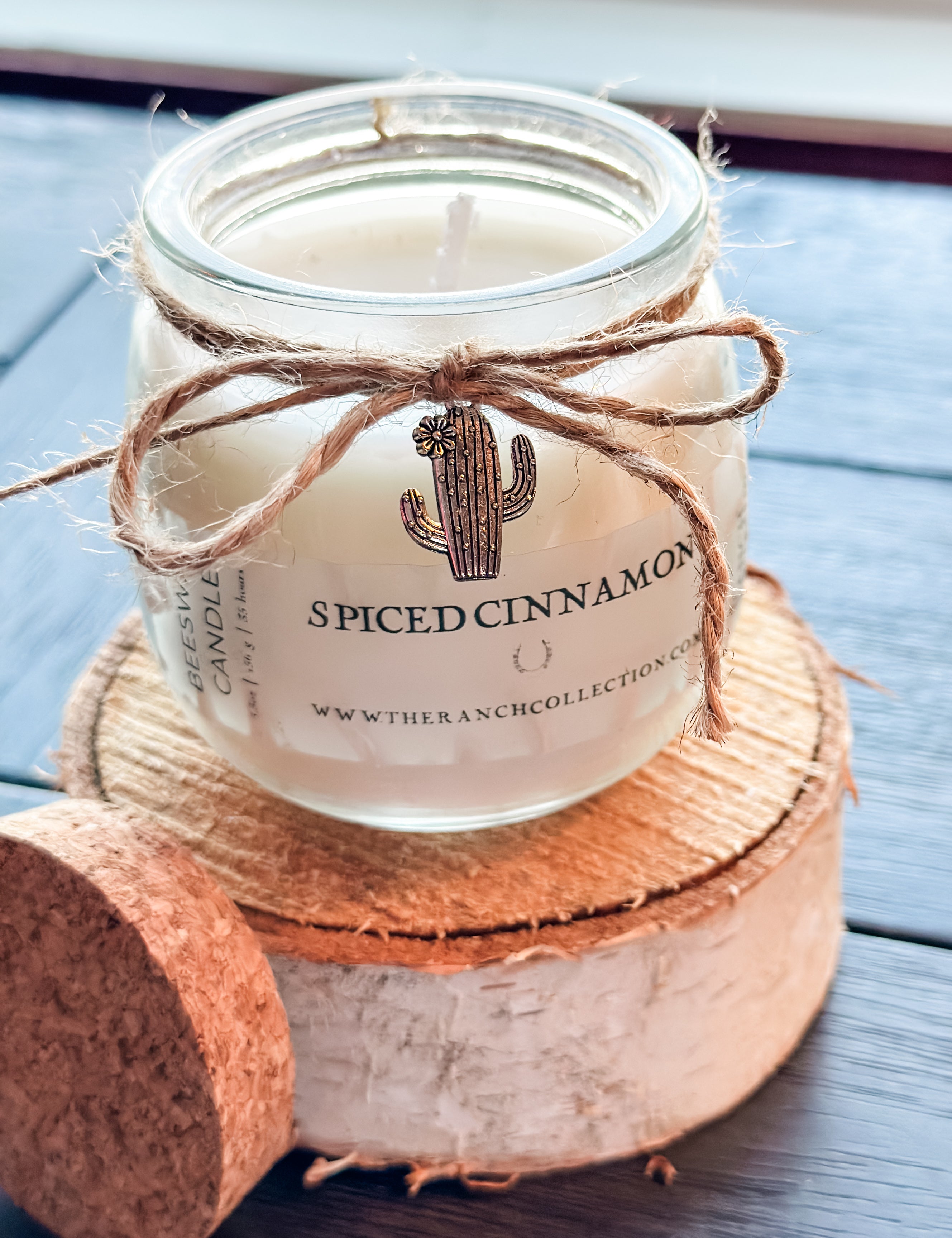 Spiced Cinnamon Beeswax candle w/ cork lid