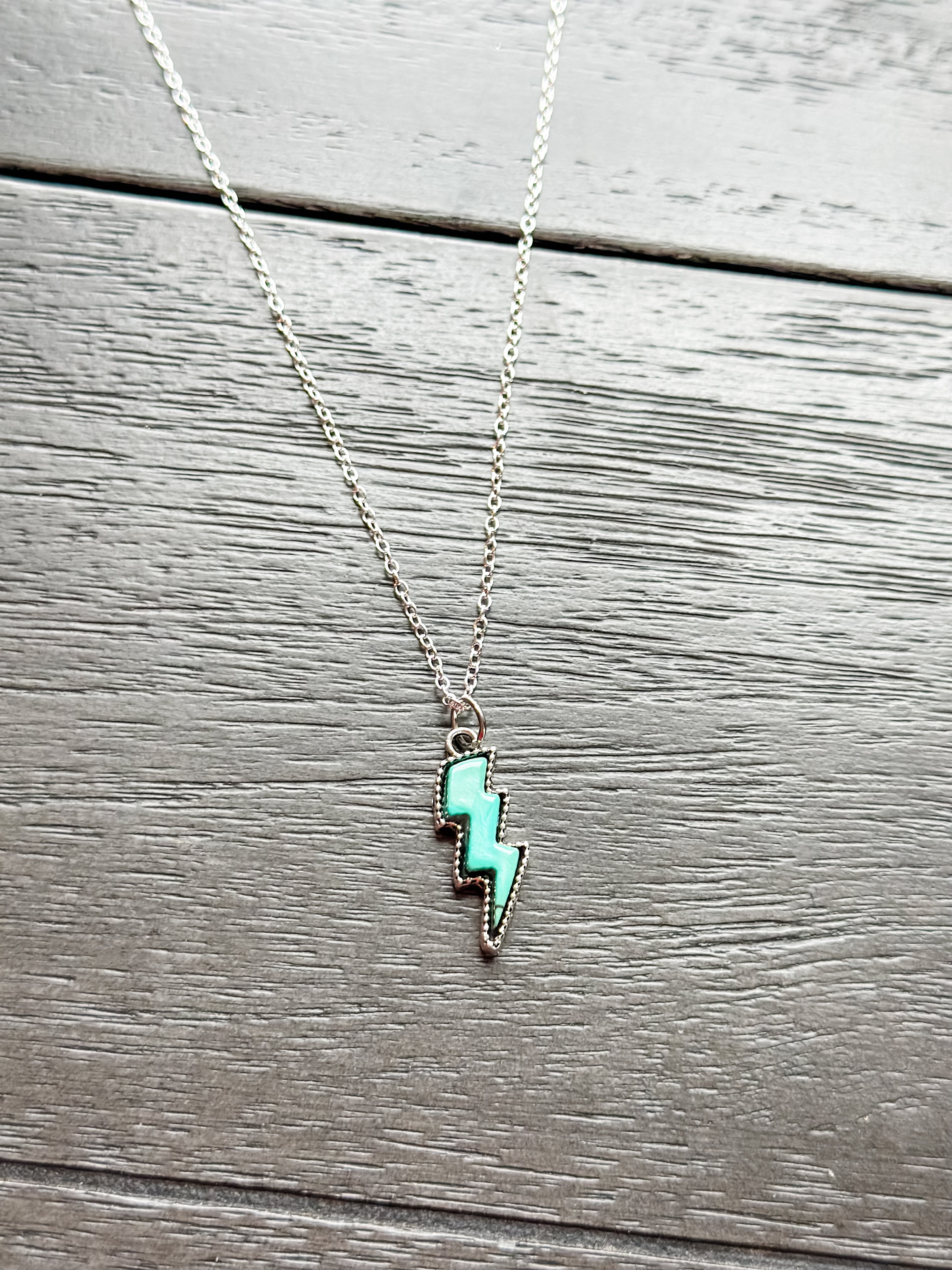 Lightning bolt turquoise necklace
