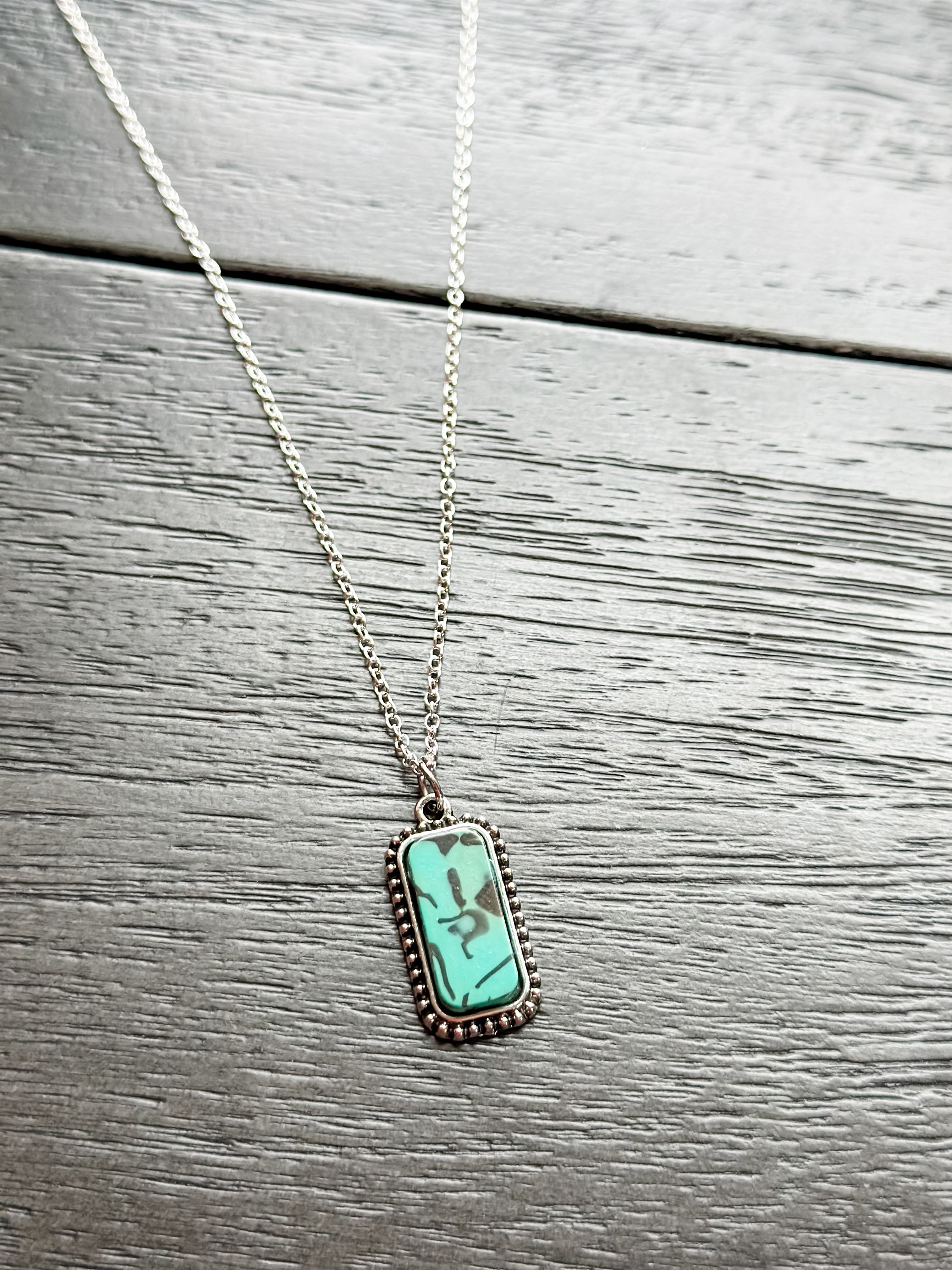 Rectangle turqouise necklace