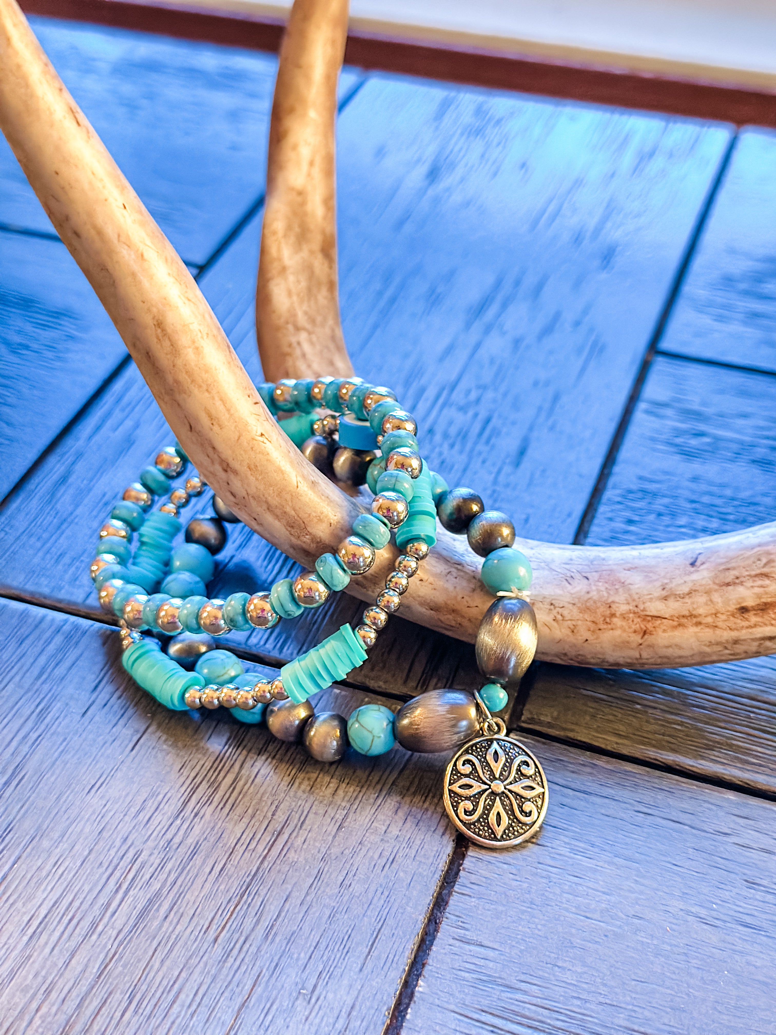 Turquoise and Silver bracelet set